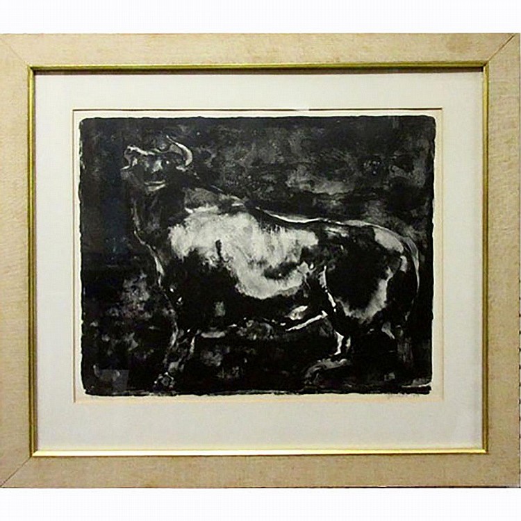 Jack Nichols comparable auction result: jack nichols canadian 1921 2009 bull lithogaph numbered 12 28 lower left signed and dated 1958 lower right image 16 x 20