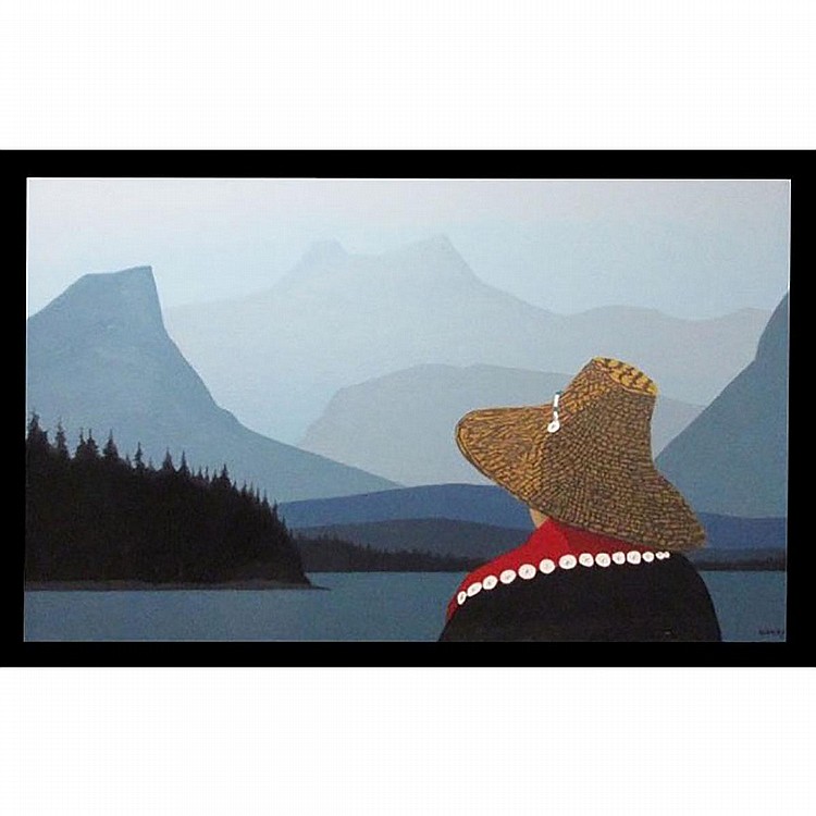 Kenneth Michael Kirkby comparable auction result: kenneth michael kirkby canadian 1940 untitled haida figure on lookout oil on canvas signed lower right 30 x 48 76 2 x 121 9 cm