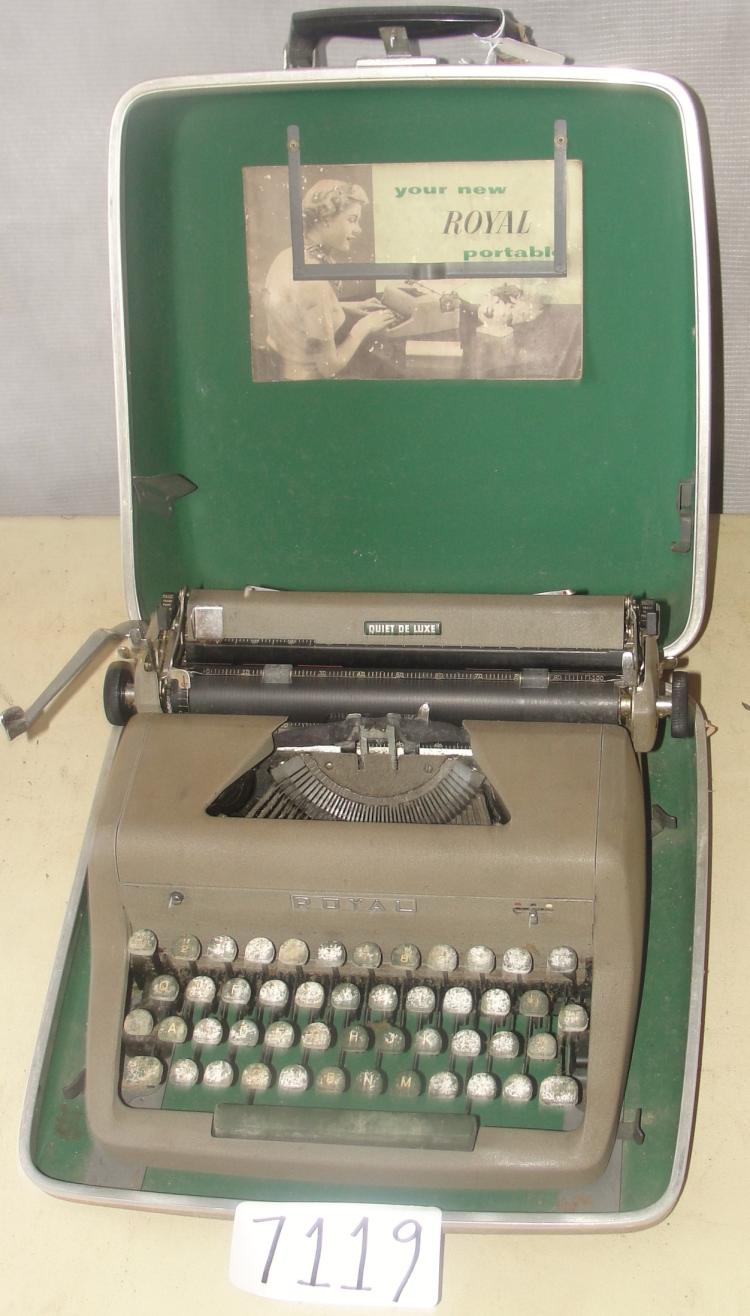 Vintage typewriter by Royal portable lot 7119 sold by RM Sales Auction & Pawn, lot 7119 — auction record photograph