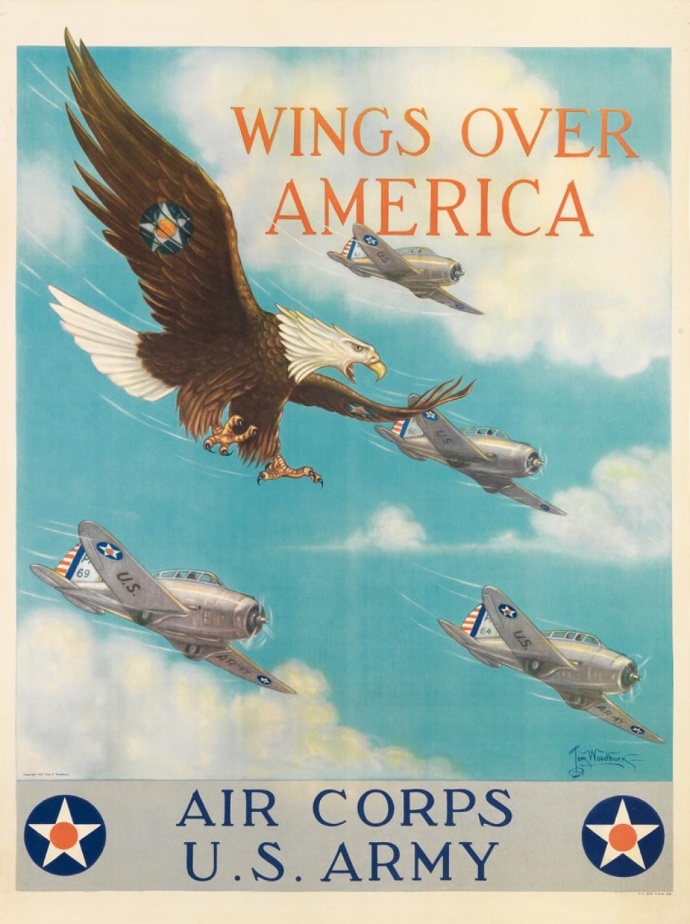 Tom B. Woodburn comparable auction result: tom b woodburn 1893 1980 wings over america 1941 32x24 inches 81x61 cm
