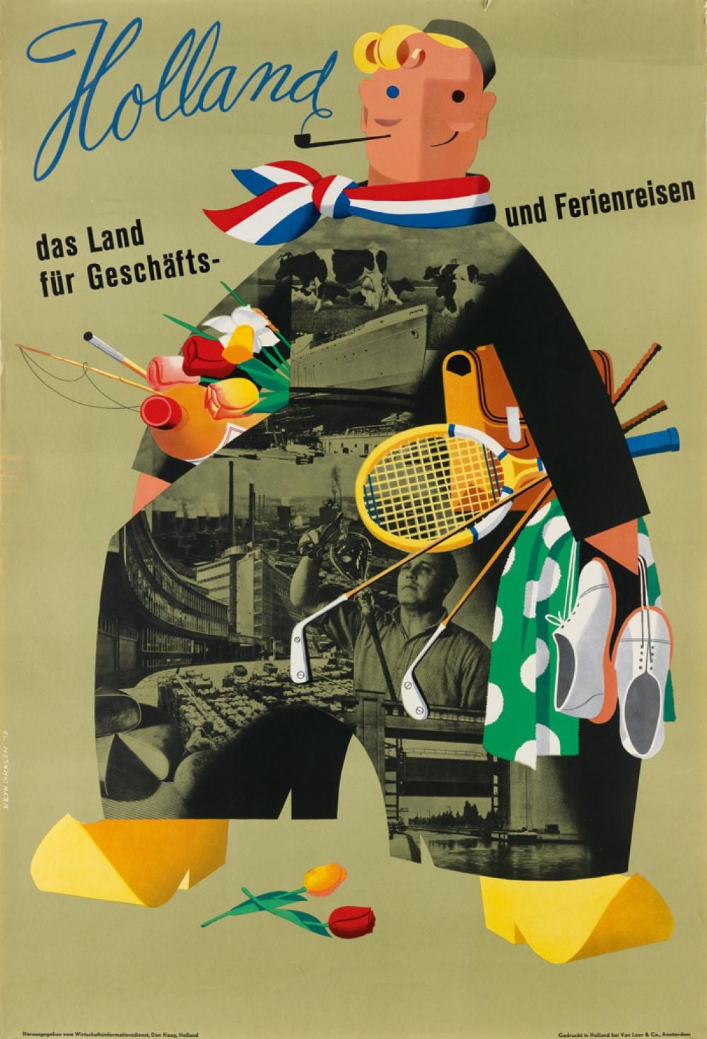 Reyn Dirksen comparable auction result: reyn dirksen 1924 1999 holland das land f r gesch fts und ferienreisen 1952 35x23 inches 89x59 cm van leer co amsterdam