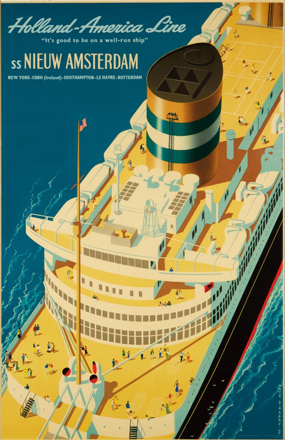 Reyn Dirksen comparable auction result: reyn dirksen 1924 1999 holland america line ss nieuw amsterdam 1954 37x24 inches 94x61 cm joh enschede en zonen haarlem