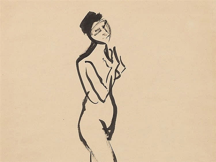 Aloys Wach comparable auction result: aloys wach 1892 1940 female nude india ink 1921