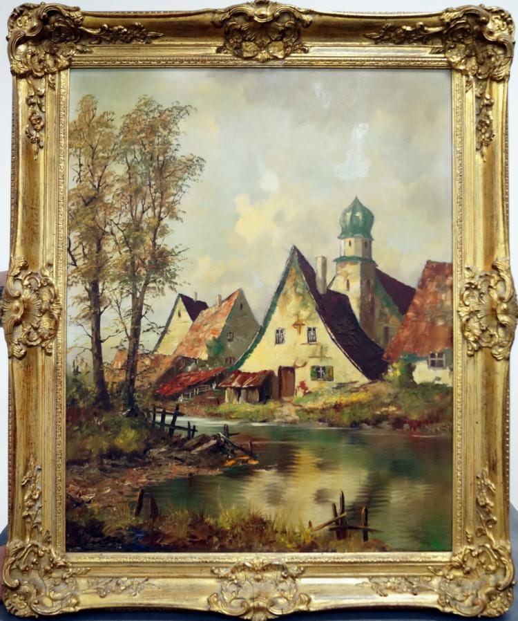 ernst jugel german 1913 oil on canvas village scene signed 30 x 24 framed 37 x 30 · William J Jenack Auctioneers · 2016-07-31 Ernst Jugel comparable auction result: ernst jugel german 1913 oil on canvas village scene signed 30 x 24 framed 37 x 30