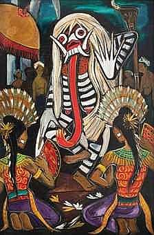Cheong Soo Pieng (Singaporean, 1917-1983) Balinese Dance comparable sale