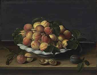 Louise Moillon comparable auction result: louise moillon paris 1610 1696 apricots in a ceramic bowl with plums on