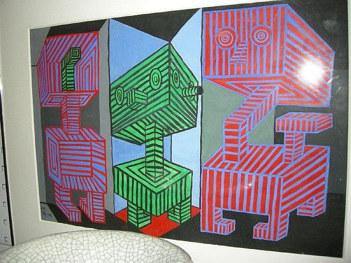 Albert Mertz comparable auction result: albert mertz akvarell fantomer 1961 46x31