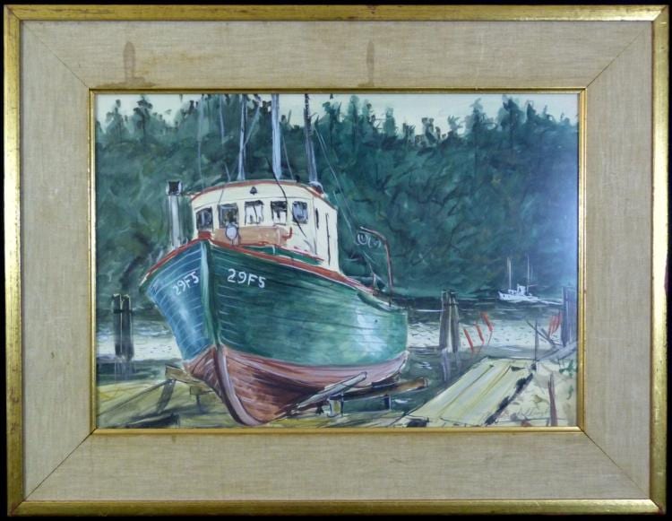 Malvin Marr Albright comparable auction result: malvin marr albright watercolor on paper of ship