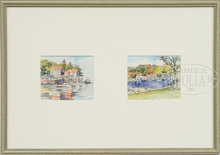 John A Neff comparable auction result: john a neff american 1926 six works back cove 2 pemaquid point light lobster float morning chat low tide