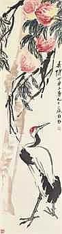 Qi Baishi (1863-1957) Longevity Crane Under Peaches comparable sale
