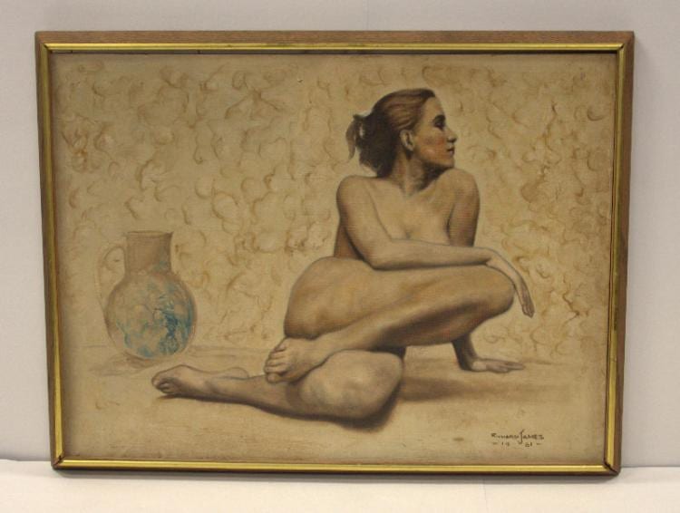 Richard James comparable auction result: richard james oil painting on canvas board of a nude woman