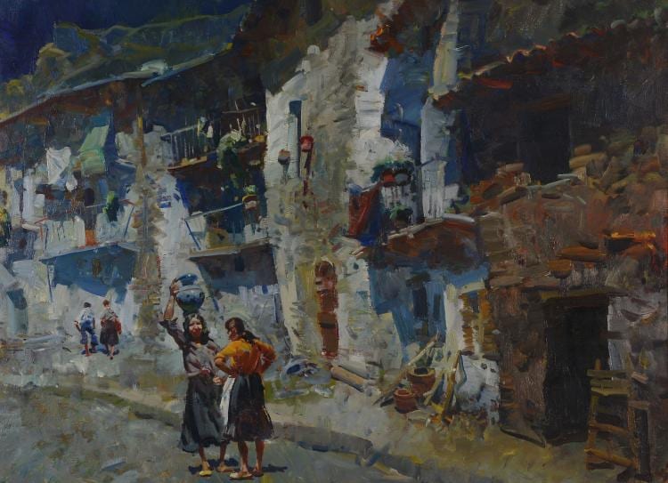 Joseph-Marie (1716) Vien comparable auction result: jose josep serrasanta 1916 1998 village scene with women