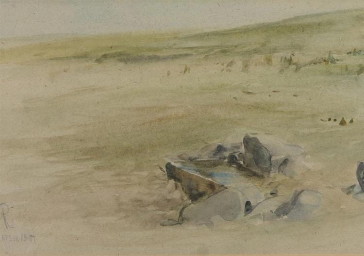 Robert Graham Dryden Alexander comparable auction result: robert alexander scottish 1840 1923 watercolor old sheep trough monogramed and dated april 18 1907 lower left 7 1 4 x 10 3