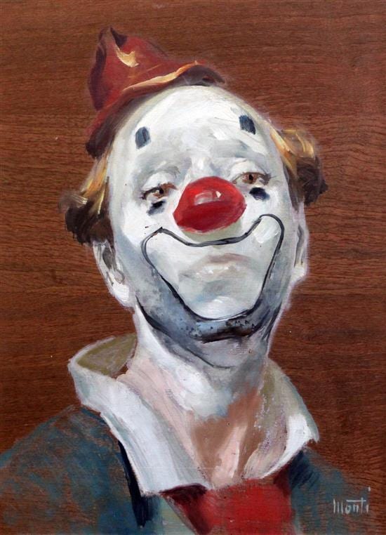 Cesarino Monti comparable auction result: cesarino monti 1916 1979 portrait of a clown nino ponti 15 5 x 11 5in