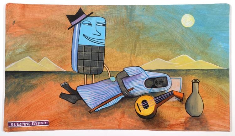 Jim Avignon comparable auction result: jim avignon born 1966 sleeping gipsy mixed media
