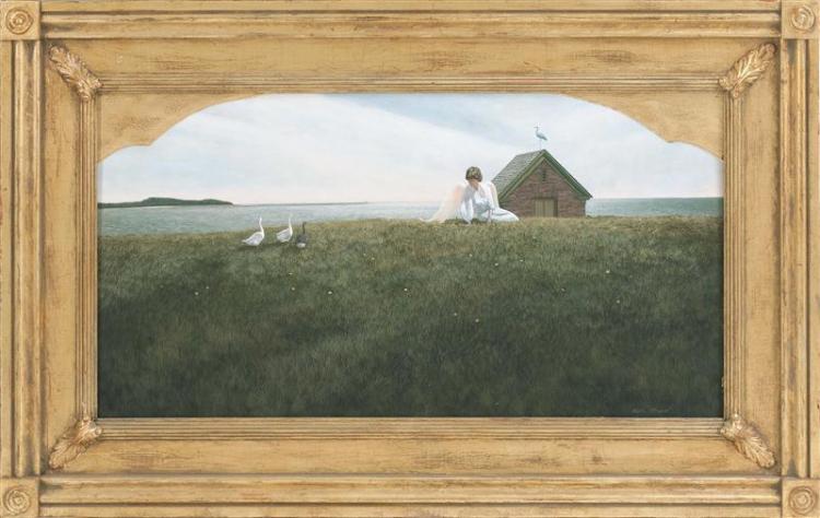 Mark Meunier comparable auction result: mark meunier american b 1949 friends of the sky tempera on panel 15 x 28 5 framed
