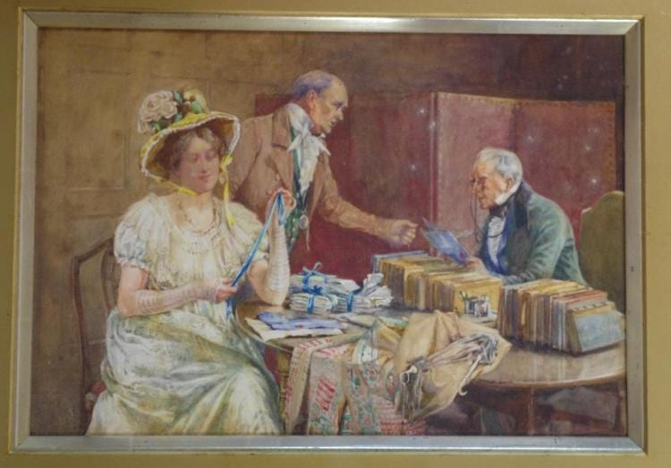 James Shaw Crompton comparable auction result: james shaw crompton uk 1853 1916 the bookshop signed lower right 25 by 36cm