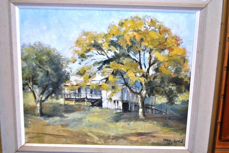Brian Agnew comparable auction result: brian agnew old slab house wisemans ferry nsw oil on board signed dated 1965 lower right 35 x 42 5cm