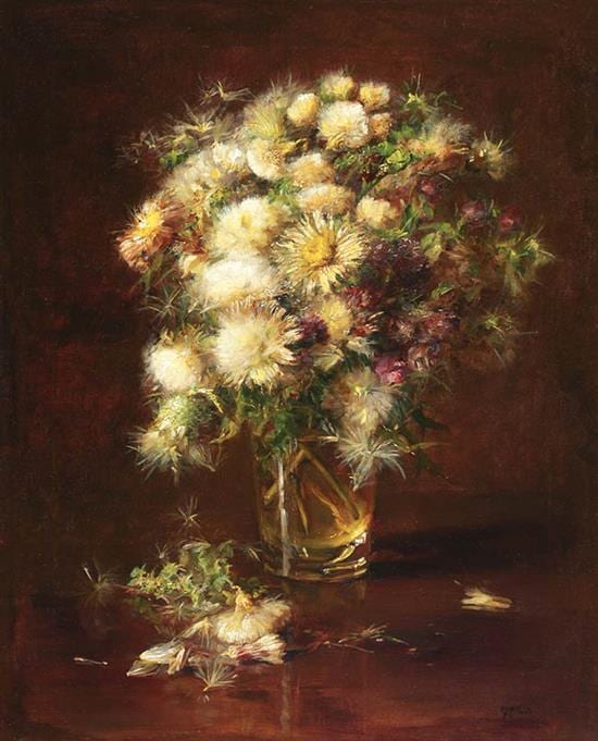 Catherine M. Wood comparable auction result: catherine m wood british 1860 1939 still life with flowers pair of oils on canvas