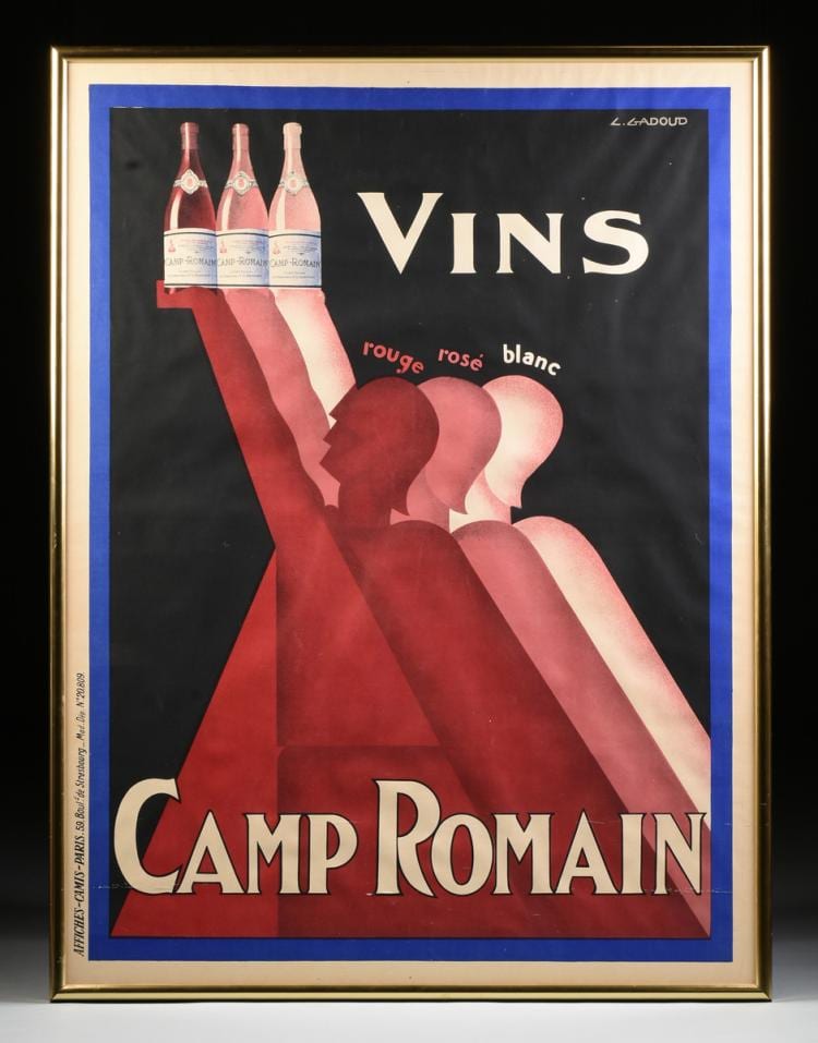 claude gadoud french 1905 1991 a poster vins camp romain · Simpson Galleries, LLC · 2016-09-10 C. Gadoud comparable auction result: claude gadoud french 1905 1991 a poster vins camp romain