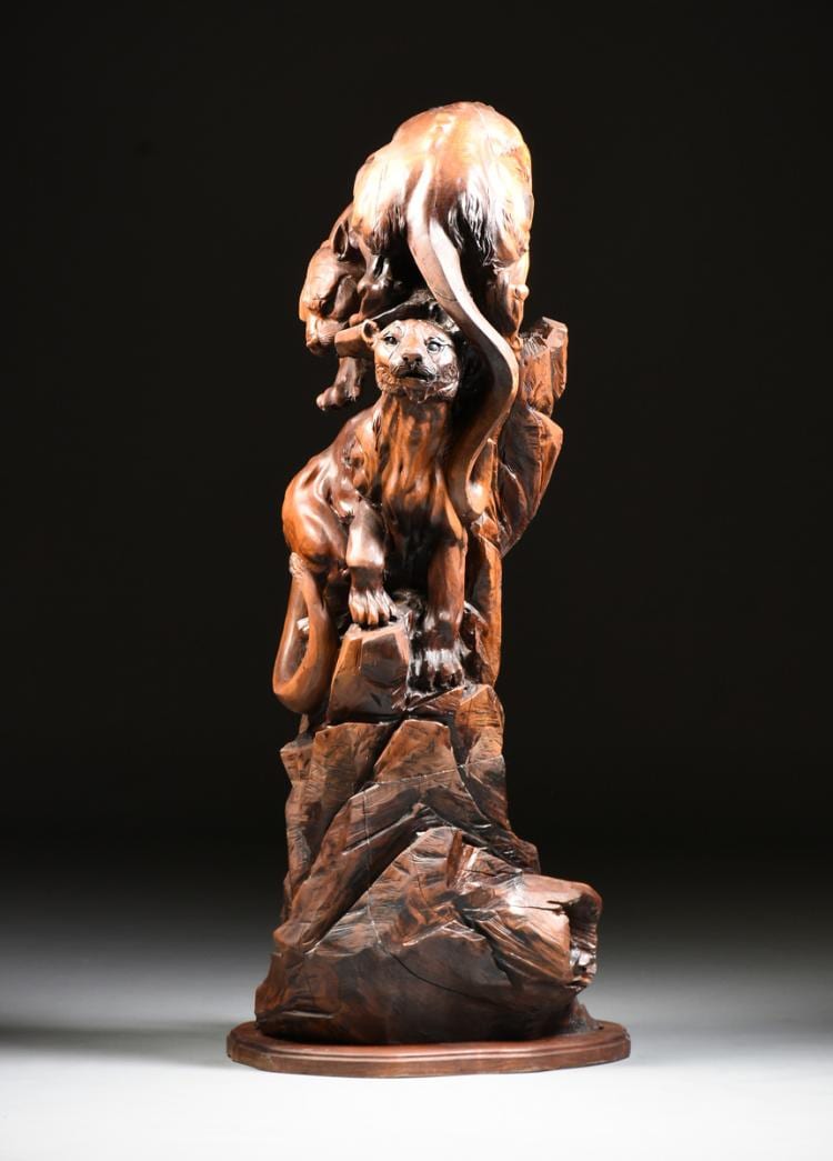 J. Chester Armstrong comparable auction result: j chester armstrong american b 1948 a carved wood sculpture predators