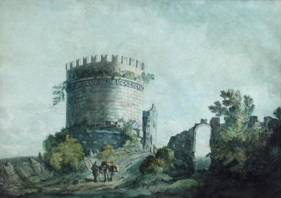 jacob more british 1740 1793 view of the tomb of cecilia metella in rome with a traveller and his donkey · Cheffins · 2016-09-08 Jacob More comparable auction result: jacob more british 1740 1793 view of the tomb of cecilia metella in rome with a traveller and his donkey