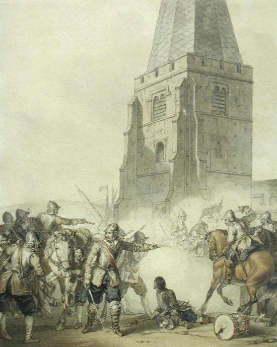 John Augustus Atkinson comparable auction result: john augustus atkinson british fl 1775 1833 a civil war battle scene 24 5 x 20 cm and a study of resting wounded cavalrymen 1