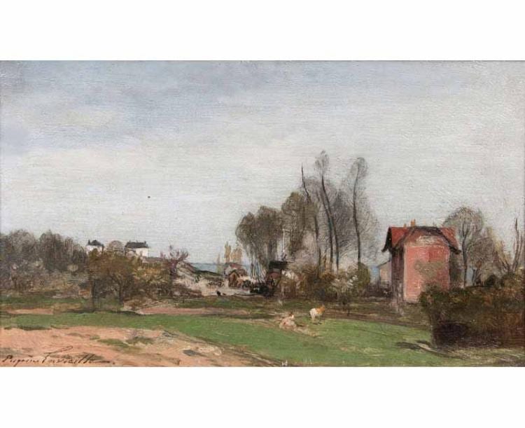 Eugène Antoine Samuel Lavieille comparable auction result: landscape in france