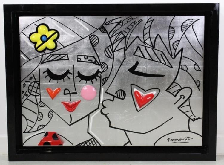 Romero Britto ORIGINAL BESA Mixed Media Painting sold by Hill Auction Gallery, lot 153 — auction record photograph