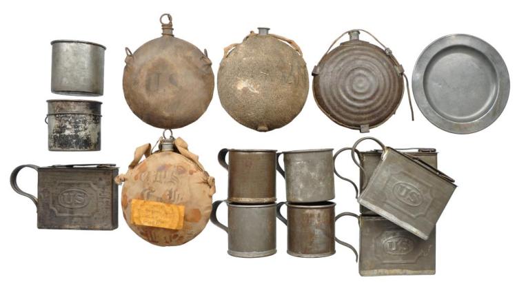 MILITARY MEAT CANS, CUPS, CANTEENS & MORE. sold by Poulin Antiques & Auctions, lot 3636 — auction record photograph