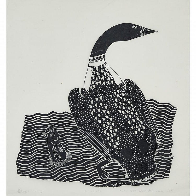 Syollie Amituk comparable auction result: syollie amituk 1936 1986 loon stonecut framed 26 5 x 24 67 3 x 61 cm