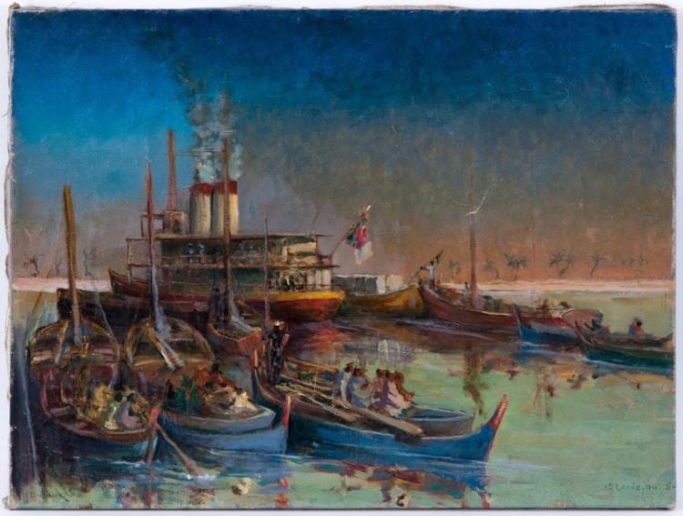 Henri Dufaux comparable auction result: henri dufaux 1879 1980 d part du vapeur st louis du s n gal huile sur toile sig