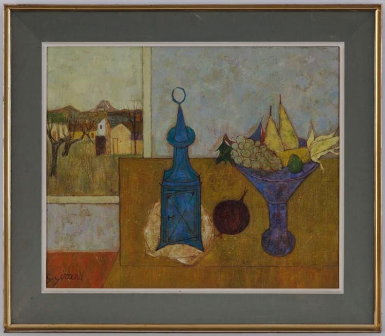 georges girard 1917 2003 la nappe jaune huile sur toile sign e contresign e titr e et dat e 1959 au verso 54x65 cm · Piguet Hôtel des Ventes | Genève · 2016-09-28 Georges Girard comparable auction result: georges girard 1917 2003 la nappe jaune huile sur toile sign e contresign e titr e et dat e 1959 au verso 54x65 cm