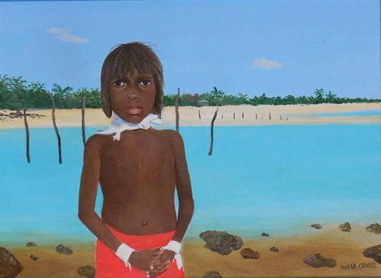 Diana Crooke comparable auction result: diana crooke b 1954 mornington island boy oil on canvas