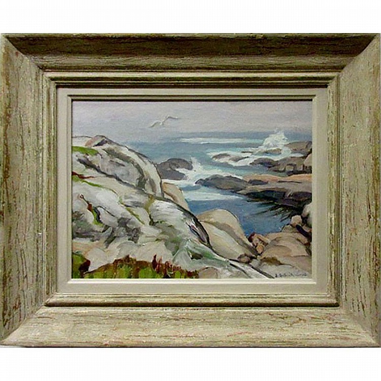 Betty Galbraith-Cornell comparable auction result: betty galbraith cornell canaidan 1916 2012 fog coming in n s oil on canvas board signed lower right titled verso 12 x 16 30 5 x 40 6 cm