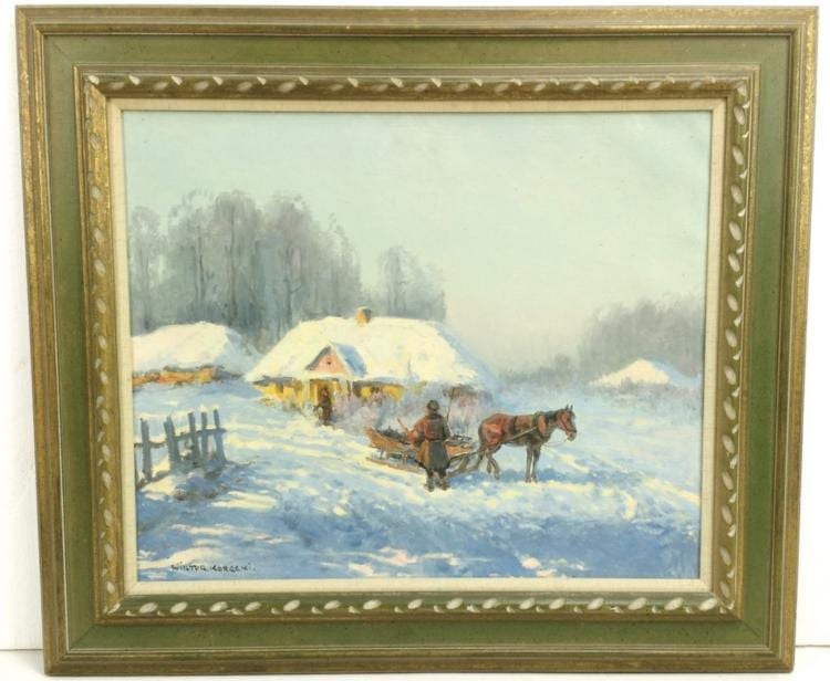 wiktor korecki framed oil painting on canvas · Donley Auction Services · 2016-10-08 Wiktor Korecki comparable auction result: wiktor korecki framed oil painting on canvas
