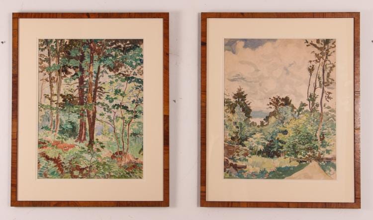 Pair of Charles Nicolas Sarka Canada Lake wc's sold by Concept Art Gallery, lot 199 — auction record photograph