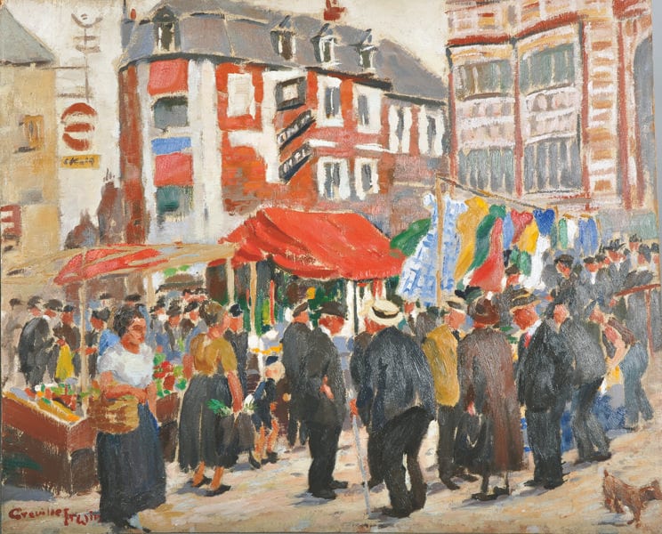 Greville Irwin comparable auction result: greville irwin 1893 1947 british market auxerre a street scene with figures oil on panel signed and inscribed on the reverse unframed 18 x 22