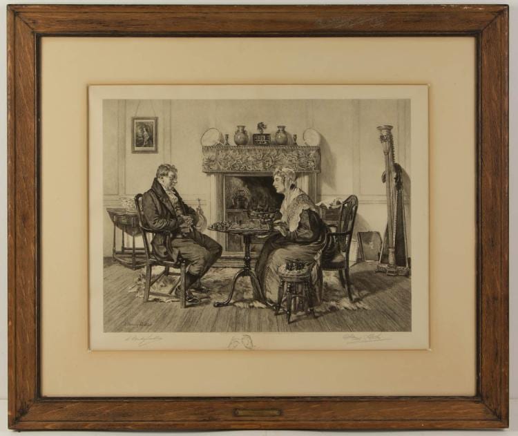 James Dobie comparable auction result: james dobie british b 1849 colonial revival genre print