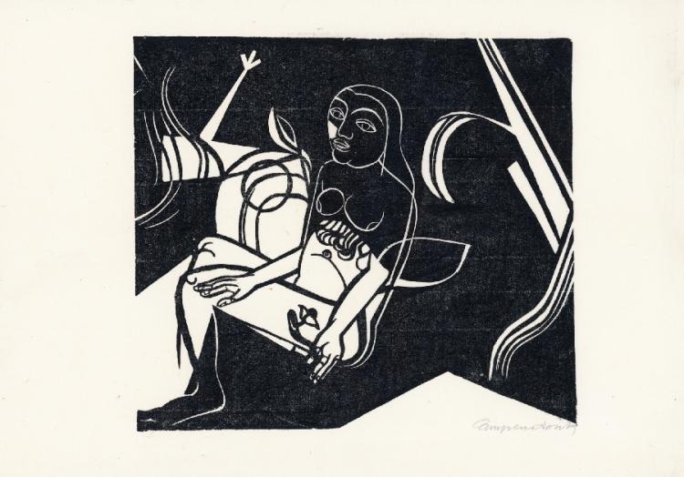 Heinrich Mathias Ernst Campendonk comparable auction result: frau mit blume