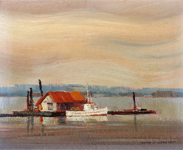 Ronald Threlkeld Jackson comparable auction result: ronald threlkeld jackson 1902 1992 a house on a lake signed lo