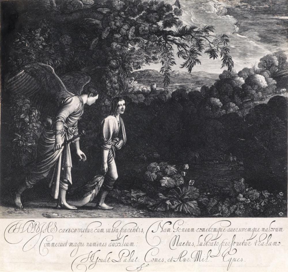 hendrick goudt after elsheimer tobias and the angel · Swann Auction Galleries · 2016-11-03 Hendrick Goudt comparable auction result: hendrick goudt after elsheimer tobias and the angel