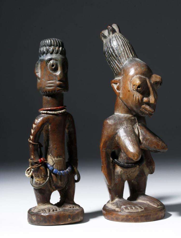 Fine Old African Wooden Ibeji Pair sold by Artemis Gallery, lot 99B — auction record photograph