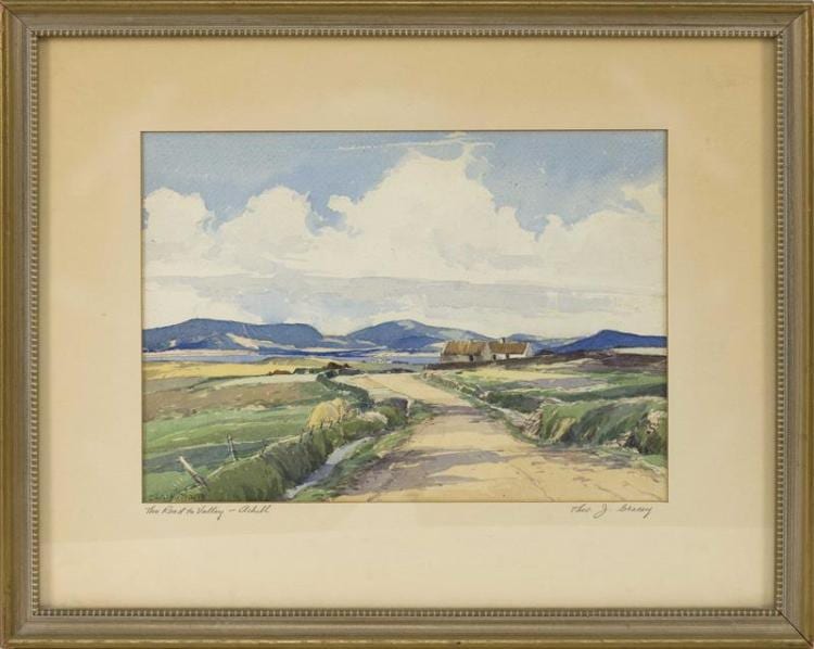 Theo J. Gracey comparable auction result: theodore james gracey english 1895 1959 the road to the valley achill watercolor 10 x 14 sight framed 18 x 24