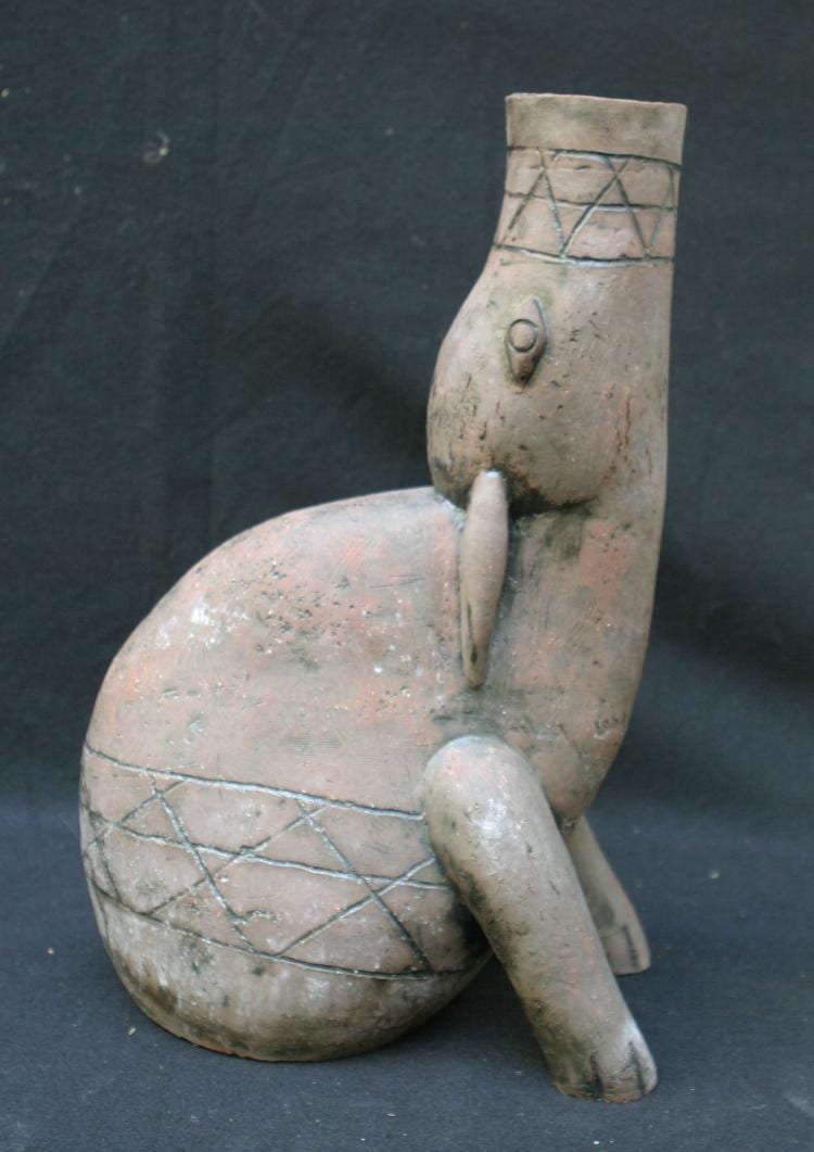 Anne Wienholt comparable auction result: anne wienholt 1920 bisque fired clay animal vessel coyote signed on bottom 17 1 2 x 12 x 8