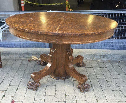 Antique C 1900 American Oak Claw Foot Dining Table sold by Greenwich Auction, lot 360 — auction record photograph