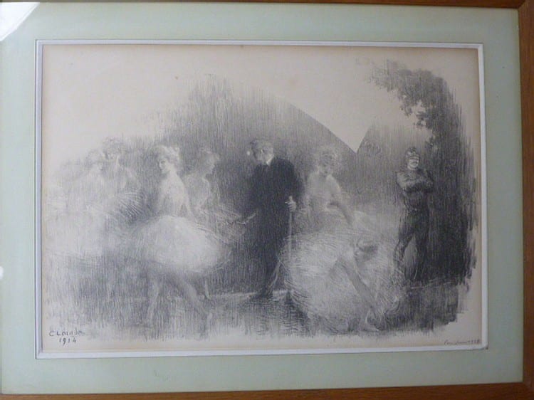 Charles Leandre comparable auction result: charles leandre 1862 1934 scene de bal sous surveillance crayon et fusain date et situe paris 1924 34cm x 50 cm
