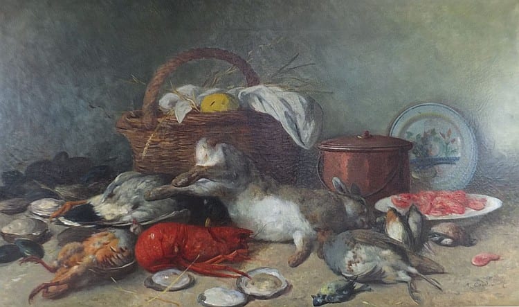 Alexandre Couder comparable auction result: alexandre couder 1808 1879 nature morte la peche du jour huile sur toile signee en bas a droite 60 x 101 cm