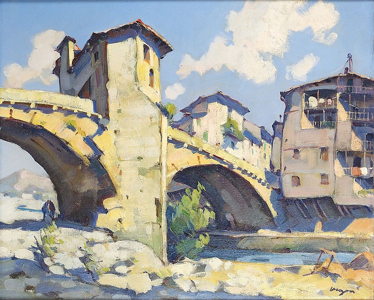 Louis Jacques Vigon comparable auction result: louis jacques vigon ecole de rouen 1897 1985 le pont de sospel huile sur toile signe en bas a droite 50 x 61 cm
