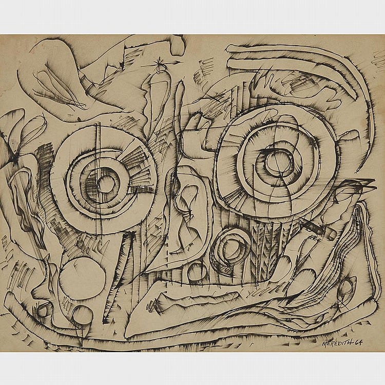 John Meredith comparable auction result: john meredith r c a untitled drawing ii 1964 ink on paper 13 75 ins x 16 75 ins 34 3 cms x 42 5 cms